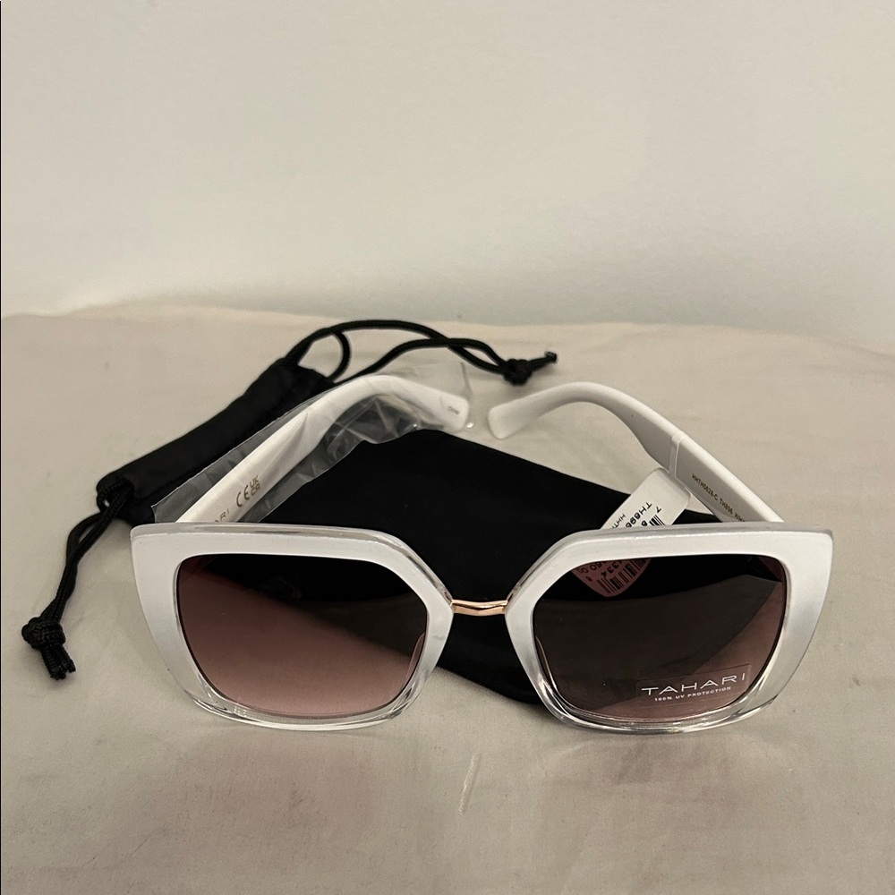 Tahari White and Gold Women's Sunglasses
